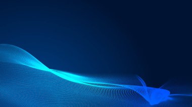 Nokta mavi dalga ışık ekran gradyan doku arkaplanı. Soyut teknoloji büyük veri dijital arkaplanı. 3d oluşturma.