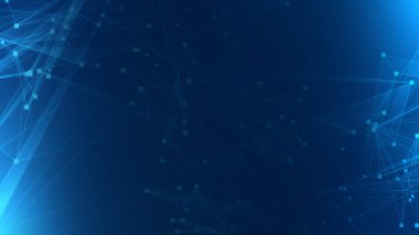 Teknoloji geçmişine sahip soyut mavi çokgen teknoloji ağı. Soyut noktalar ve satır dokusu arka planı. 3d oluşturma.