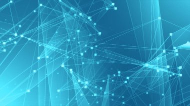Teknoloji geçmişine sahip soyut mavi çokgen teknoloji ağı. Soyut noktalar ve satır dokusu arka planı. 3d oluşturma.