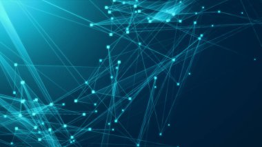 Teknoloji geçmişine sahip soyut mavi çokgen teknoloji ağı. Soyut noktalar ve satır dokusu arka planı. 3d oluşturma.