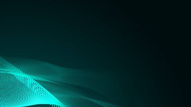Nokta yeşil dalga ışık ekran gradyan doku arka planı. Soyut teknoloji büyük veri dijital arkaplanı. 3d oluşturma.