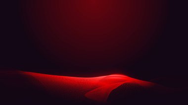 Nokta kırmızı mor dalga çizgisi açık renk gradyan koyu arkaplan. Soyut teknoloji büyük veri dijital arkaplanı. 3d oluşturma.