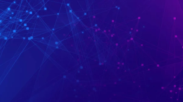 Abstract purple violet and blue polygon tech network with connect technology background. Abstract dots and lines texture background. 3d rendering.