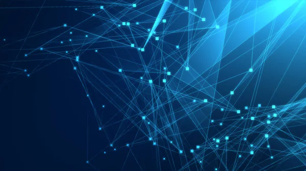 Teknoloji geçmişine sahip soyut mavi çokgen teknoloji ağı. Soyut noktalar ve satır dokusu arka planı. 3d oluşturma.