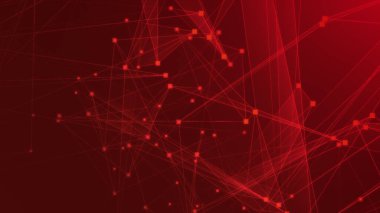 Teknoloji geçmişine sahip soyut kırmızı çokgen teknoloji ağı. Soyut noktalar ve satır dokusu arka planı. 3d oluşturma.