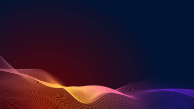 Nokta kırmızı mor dalga çizgisi açık renk gradyan koyu arkaplan. Soyut teknoloji büyük veri dijital arkaplanı. 3d oluşturma.