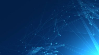 Teknoloji geçmişine sahip soyut mavi çokgen teknoloji ağı. Soyut noktalar ve satır dokusu arka planı. 3d oluşturma.