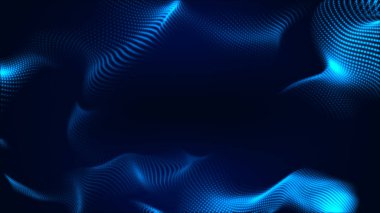 Nokta beyaz dalga ışık ekran gradyan doku arkaplanı. Soyut teknoloji büyük veri dijital arkaplanı. 3d oluşturma.