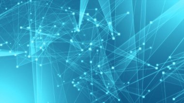 Teknoloji geçmişine sahip soyut mavi çokgen teknoloji ağı. Soyut noktalar ve satır dokusu arka planı. 3d oluşturma.