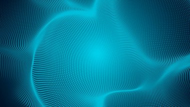 Nokta mavi dalga ekran gradyan doku arkaplanı. Soyut teknoloji büyük veri dijital arkaplanı. 3d oluşturma.