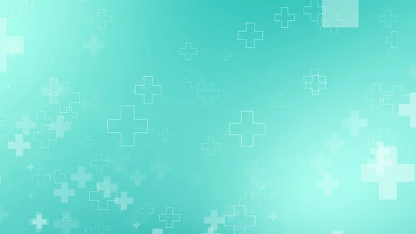 Medical green blue cross pattern background. Abstract healthcare technology and science concept.