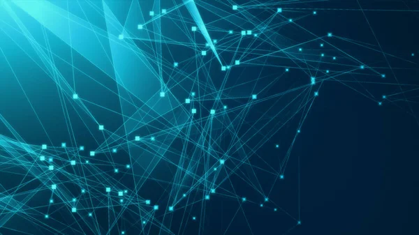 Teknoloji geçmişine sahip soyut mavi çokgen teknoloji ağı. Soyut noktalar ve satır dokusu arka planı. 3d oluşturma.