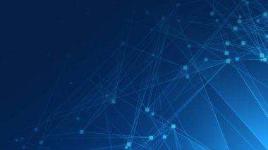 Teknoloji geçmişine sahip soyut mavi çokgen teknoloji ağı. Soyut noktalar ve satır dokusu arka planı. 3d oluşturma.