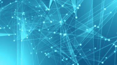 Teknoloji geçmişine sahip soyut mavi çokgen teknoloji ağı. Soyut noktalar ve satır dokusu arka planı. 3d oluşturma.