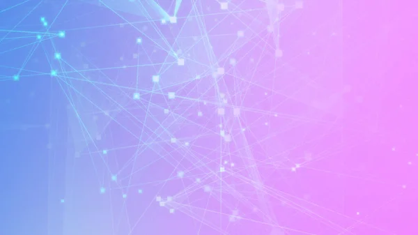 Abstract pink blue polygon tech network with connect technology background. Abstract dots and lines texture background. 3d rendering.