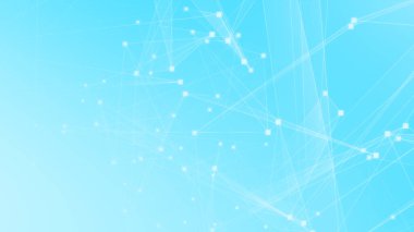 Teknoloji geçmişine sahip soyut mavi beyaz çokgen teknoloji ağı. Soyut noktalar ve satır dokusu arka planı. 3d oluşturma.