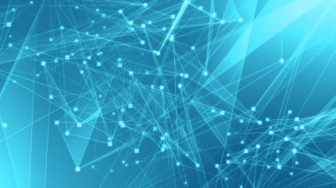 Teknoloji geçmişine sahip soyut mavi çokgen teknoloji ağı. Soyut noktalar ve satır dokusu arka planı. 3d oluşturma.
