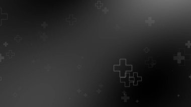 Tıbbi sağlık haçı siyah arkaplanda neon ışığı şekilleri oluşturur. Koronavirüslü soyut sağlık hizmetleri ölüm vakası kavramını etkiledi.