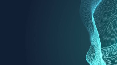 Nokta yeşil dalga ışık ekran gradyan doku arka planı. Soyut teknoloji büyük veri dijital arkaplanı. 3d oluşturma.