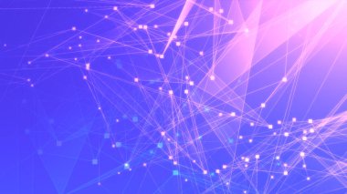Teknoloji geçmişine sahip soyut mor menekşe poligon teknoloji ağı. Soyut noktalar ve satır dokusu arka planı. 3d oluşturma.