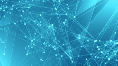 Teknoloji geçmişine sahip soyut mavi çokgen teknoloji ağı. Soyut noktalar ve satır dokusu arka planı. 3d oluşturma.