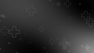 Tıbbi sağlık haçı siyah arkaplanda neon ışığı şekilleri oluşturur. Koronavirüslü soyut sağlık hizmetleri ölüm vakası kavramını etkiledi.