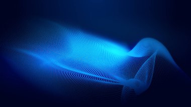 Nokta mavi dalga ışık ekran gradyan doku arkaplanı. Soyut ai teknolojisi büyük veri dijital arkaplanı. 3d oluşturma.