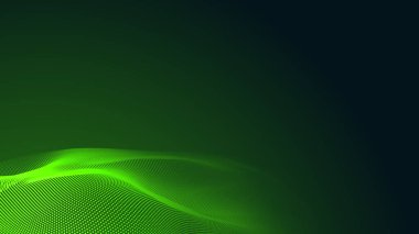Nokta yeşil dalga ışık ekran gradyan dokusu koyu arkaplan. Soyut teknoloji büyük veri dijital arkaplanı. 3d oluşturma.