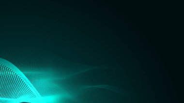 Nokta yeşil dalga ışık ekran gradyan doku arka planı. Soyut teknoloji büyük veri dijital arkaplanı. 3d oluşturma.
