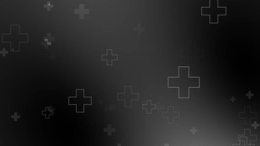 Tıbbi sağlık haçı siyah arkaplanda neon ışığı şekilleri oluşturur. Koronavirüslü soyut sağlık hizmetleri ölüm vakası kavramını etkiledi.