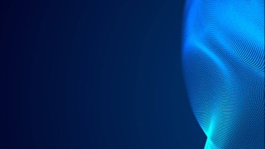 Nokta mavi dalga ışık ekran gradyan doku arkaplanı. Soyut teknoloji büyük veri dijital arkaplanı. 3d oluşturma.