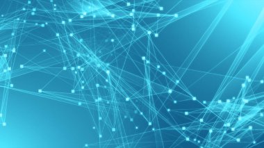 Teknoloji geçmişine sahip soyut mavi çokgen teknoloji ağı. Soyut noktalar ve satır dokusu arka planı. 3d oluşturma.