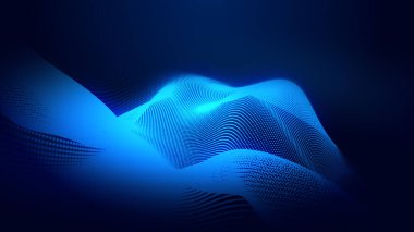 Nokta mavi dalga ışık ekran gradyan doku arkaplanı. Soyut ai teknolojisi büyük veri dijital arkaplanı. 3d oluşturma.