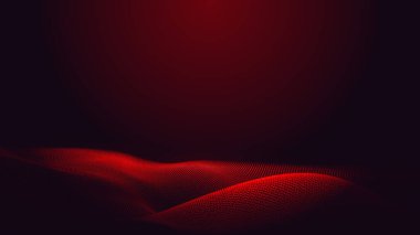 Nokta kırmızı mor dalga çizgisi açık renk gradyan koyu arkaplan. Soyut teknoloji büyük veri dijital arkaplanı. 3d oluşturma.