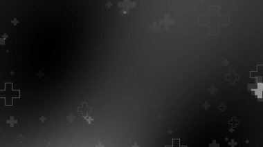 Tıbbi sağlık haçı siyah arkaplanda neon ışığı şekilleri oluşturur. Koronavirüslü soyut sağlık hizmetleri ölüm vakası kavramını etkiledi.