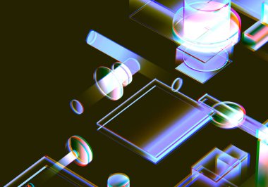 Verilerin 3 boyutlu görselleştirilmesi ve teknik arızalar. Soyut teknoloji yeniliği gelecekteki dijital arka plan. 3d oluşturma.