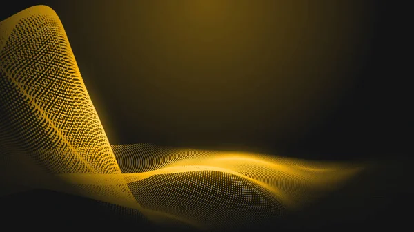 Dot gold wave light screen gradient texture background. Abstract  technology big data digital background. 3d rendering.