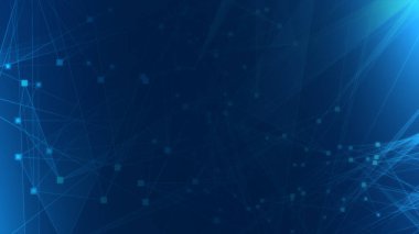 Teknoloji geçmişine sahip soyut mavi çokgen teknoloji ağı. Soyut noktalar ve satır dokusu arka planı. 3d oluşturma.