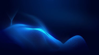 Nokta mavi dalga ışık ekran gradyan doku arkaplanı. Soyut ai teknolojisi büyük veri dijital arkaplanı. 3d oluşturma.