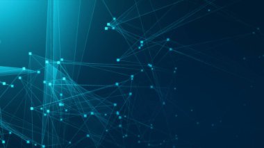 Teknoloji geçmişine sahip soyut mavi çokgen teknoloji ağı. Soyut noktalar ve satır dokusu arka planı. 3d oluşturma.