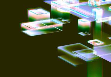 Verilerin 3 boyutlu görselleştirilmesi ve teknik arızalar. Soyut teknoloji yeniliği gelecekteki dijital arka plan. 3d oluşturma.