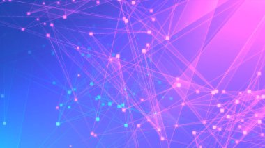 Teknoloji geçmişine sahip soyut mor çokgen teknoloji ağı. Soyut noktalar ve satır dokusu arka planı. 3d oluşturma.