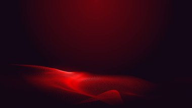 Nokta kırmızı mor dalga çizgisi açık renk gradyan koyu arkaplan. Soyut teknoloji büyük veri dijital arkaplanı. 3d oluşturma.