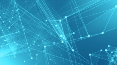 Teknoloji geçmişine sahip soyut mavi çokgen teknoloji ağı. Soyut noktalar ve satır dokusu arka planı. 3d oluşturma.