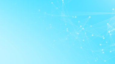Teknoloji geçmişine sahip soyut mavi beyaz çokgen teknoloji ağı. Soyut noktalar ve satır dokusu arka planı. 3d oluşturma.