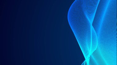 Nokta mavi dalga ışık ekran gradyan doku arkaplanı. Soyut teknoloji büyük veri dijital arkaplanı. 3d oluşturma.