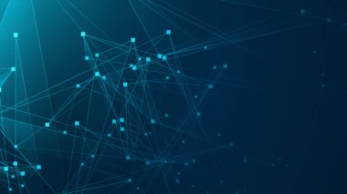 Teknoloji geçmişine sahip soyut mavi çokgen teknoloji ağı. Soyut noktalar ve satır dokusu arka planı. 3d oluşturma.
