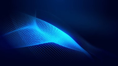 Nokta mavi dalga ışık ekran gradyan doku arkaplanı. Soyut ai teknolojisi büyük veri dijital arkaplanı. 3d oluşturma.