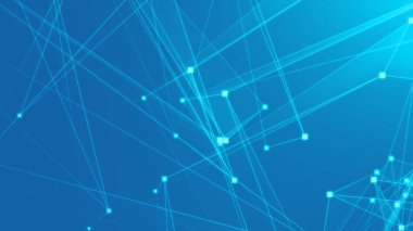 Teknoloji geçmişine sahip soyut mavi çokgen teknoloji ağı. Soyut noktalar ve satır dokusu arka planı. 3d oluşturma.