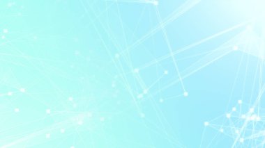 Teknoloji geçmişine sahip soyut mavi beyaz çokgen teknoloji ağı. Soyut noktalar ve satır dokusu arka planı. 3d oluşturma.